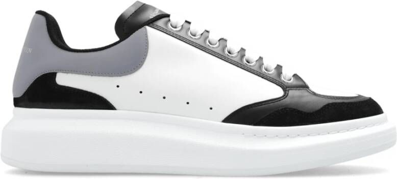 Alexander mcqueen Zwarte Leren Sneakers met Contrasterende Hiel Black Heren