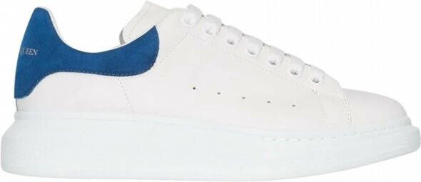 Alexander mcqueen Witte Leren Oversize Sneakers met Avio Blauwe Suede Spoiler White Heren