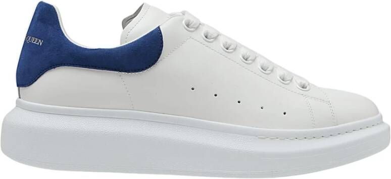 Alexander mcqueen Witte Leren Oversize Sneakers met Avio Blauwe Suede Spoiler White Heren