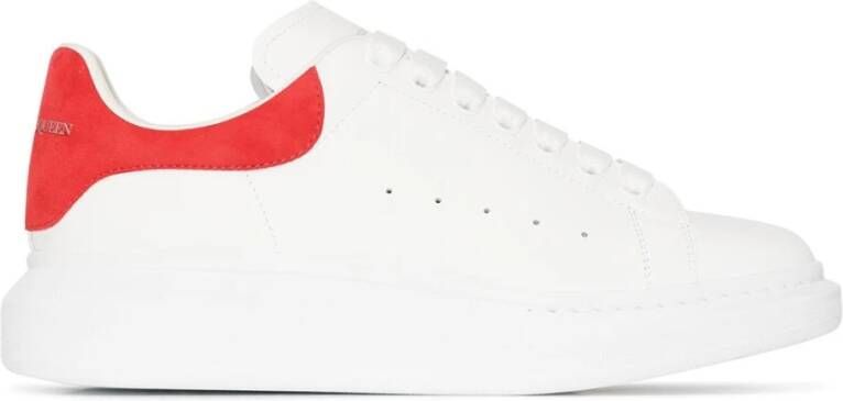 Alexander mcqueen Witte Leren Sneakers met Rode Suède Spoiler White