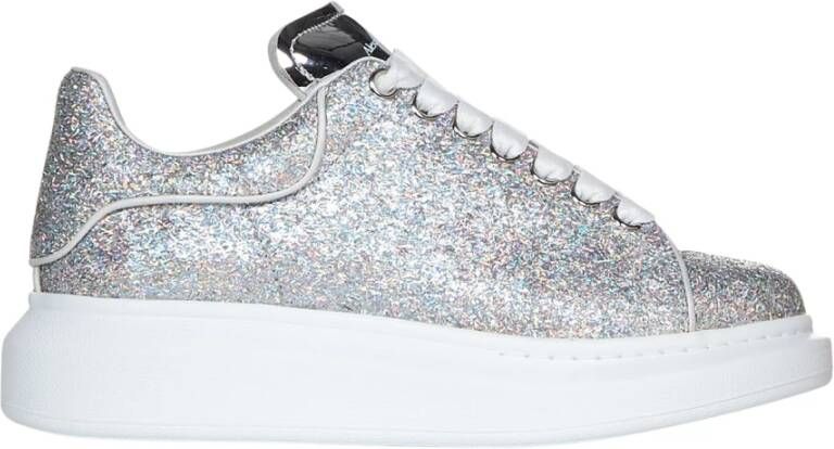 Alexander mcqueen Zilveren Glitter Veterschoenen Grijs Dames