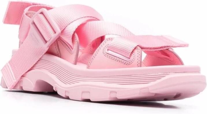 alexander mcqueen Stijlvolle platte sandalen voor vrouwen Roze Dames