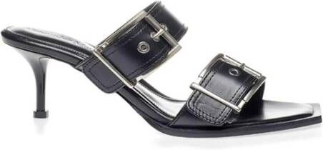 Alexander mcqueen Stijlvolle Zwarte Leren Sandalen Black Dames