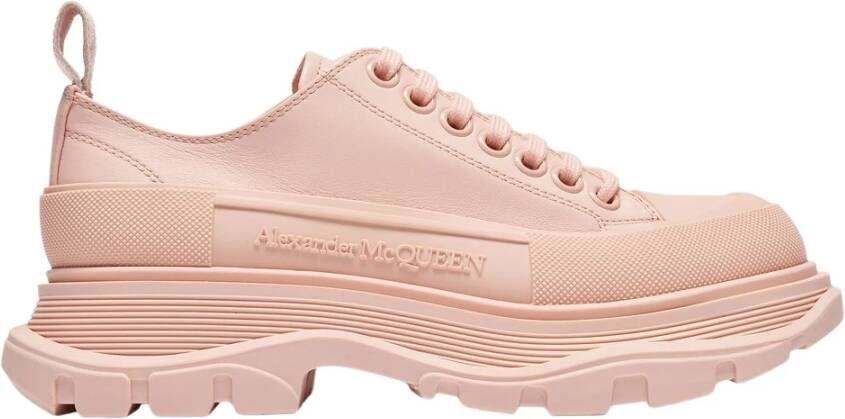 Alexander mcqueen Tread gladde lage sneakers in roze leer Roze Dames