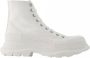 Alexander mcqueen Zwarte canvas enkellaarzen met oversized rubberen zool White - Thumbnail 1