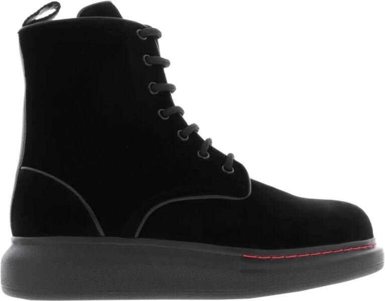 alexander mcqueen Velvet Lace-Up Hybrid Sneakers Black Dames