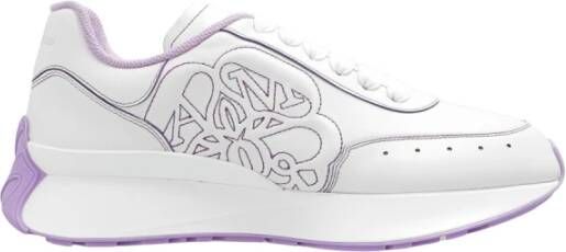 Alexander mcqueen Witte en Paarse Leren Sneakers met Verwisselbare Veters Wit Dames