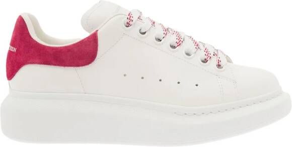 Alexander mcqueen Witte lage sneakers met fuchsia suède hiel White Dames