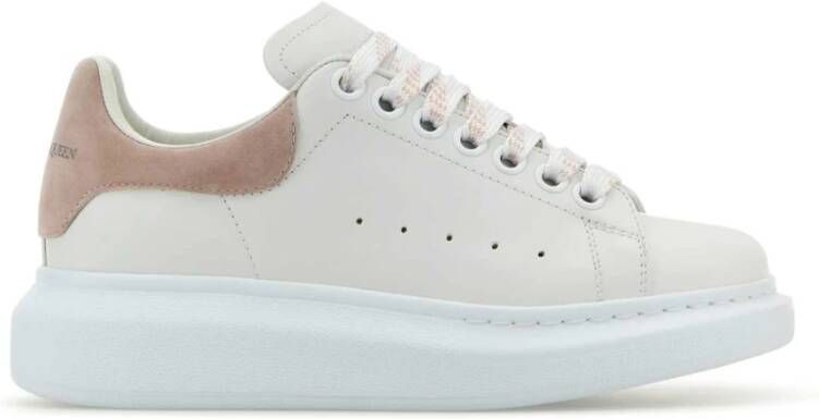 Alexander mcqueen Witte leren sneakers met roze suède hak White Dames