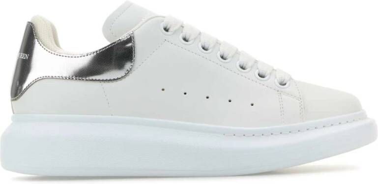 Alexander mcqueen Witte Leren Sneakers met Zilveren Hiel White Dames