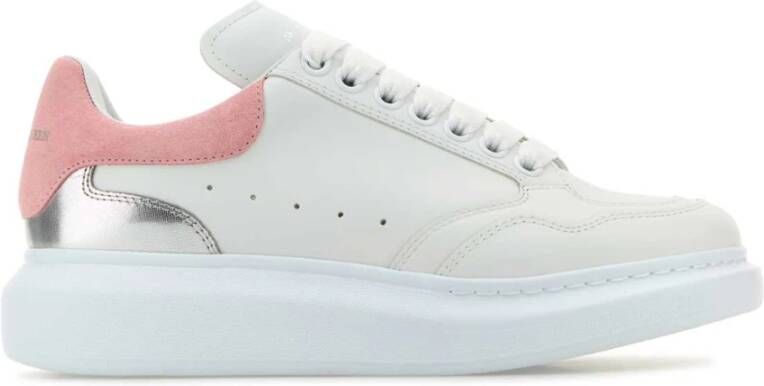 alexander mcqueen Witte Leren Sneakers Roze Suède Hiel White Dames