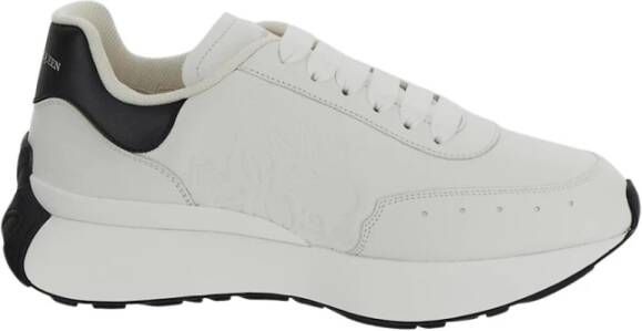 alexander mcqueen Witte Leren Veterschoenen met Ingedrukt Zegel Logo White Dames