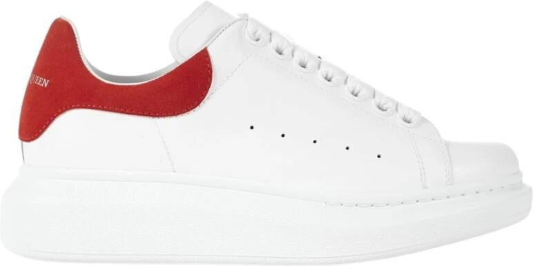 Alexander mcqueen Witte Leren Sneakers met Rode Suède Spoiler White