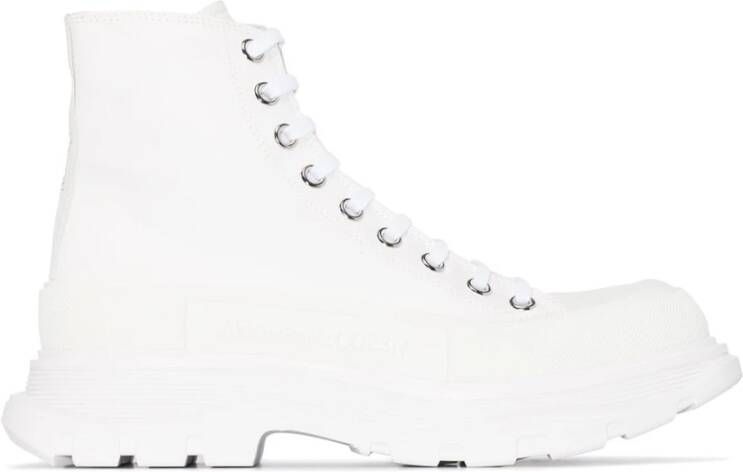 Alexander mcqueen Witte platte veterschoenen voor dames White Dames