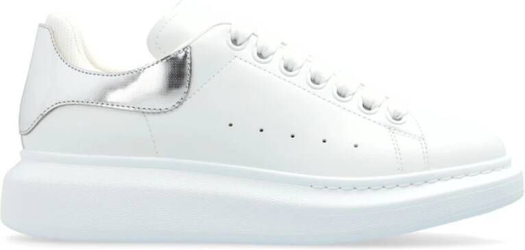 Alexander mcqueen Witte Leren Sneakers met Zilveren Hiel White Dames