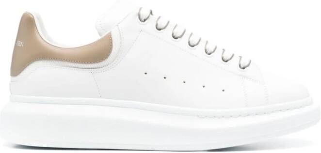 Alexander mcqueen Witte Leren Sneakers met Grijze Hiel White Heren