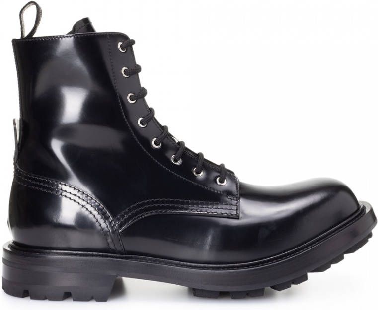 Alexander mcqueen Laced Boots in Black Patent Leather Zwart Heren