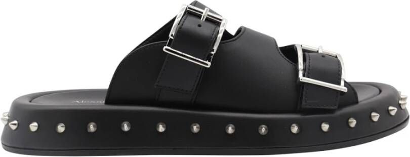 Alexander mcqueen Zwarte Leren Gesp Sandalen Black Dames