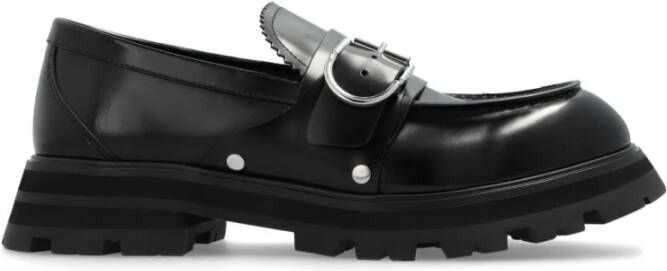 Alexander mcqueen Stijlvolle Zwarte Leren Loafers Black Heren