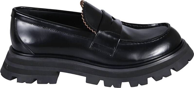 Alexander mcqueen Zwarte leren mocassins voor vrouwen Black Dames