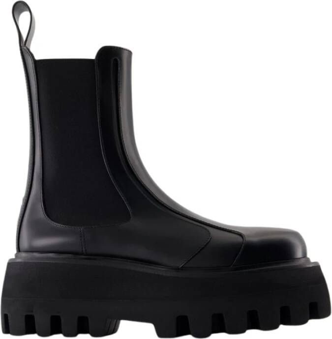 Alexander mcqueen Zwarte Leren Rubberen Laarzen Slip-On Black Dames