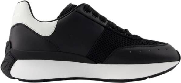 alexander mcqueen Zwarte Leren Runner Sneakers Black Heren