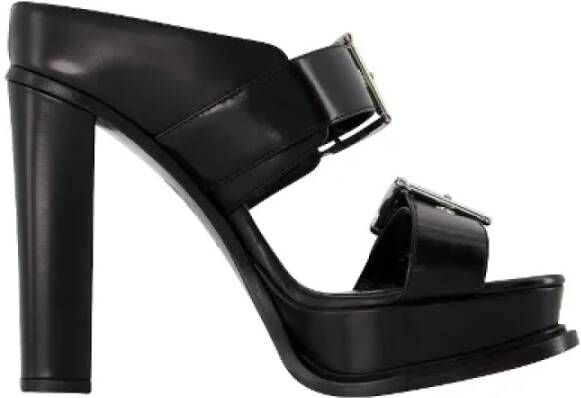 alexander mcqueen Zwarte leren sandalen met 10 cm hak Black Dames