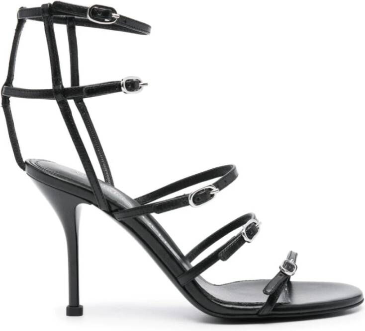 alexander mcqueen Zwarte Leren Sandalen met Uitsnijdingen Black Dames