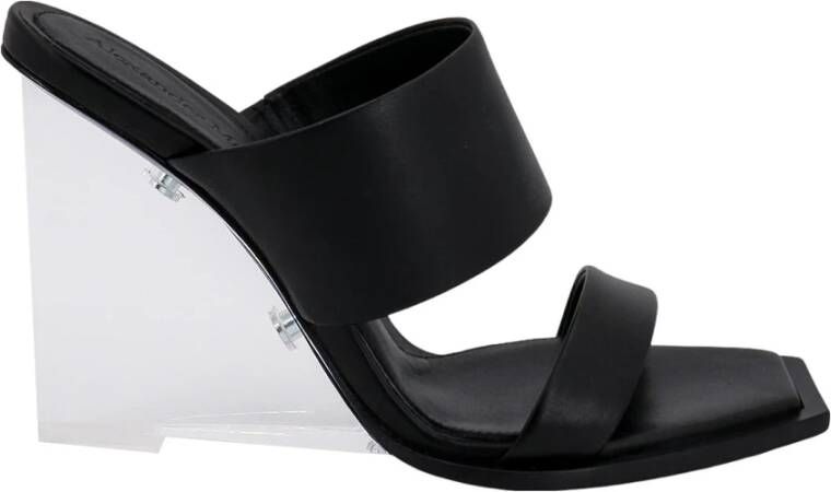 Alexander mcqueen Zwarte Leren Sandalen Ss23 Zwart Dames