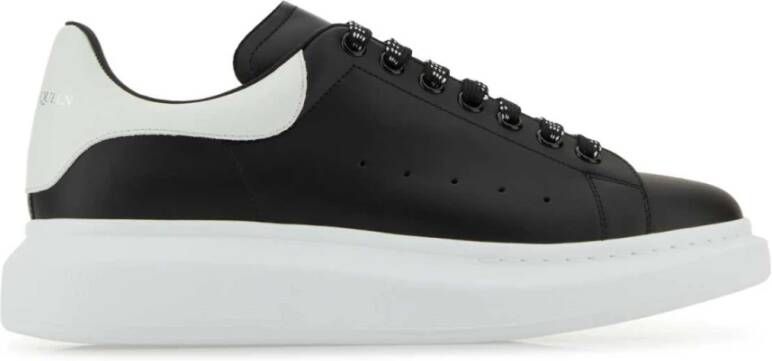 Alexander mcqueen Zwarte Leren Sneakers met Witte Hiel Black Heren