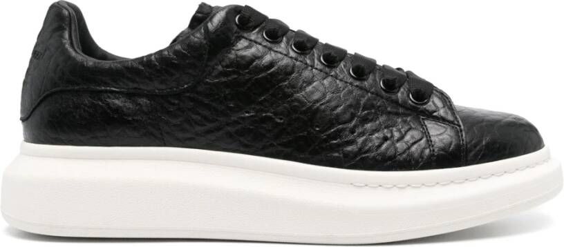 Alexander mcqueen Zwarte Leren Sneakers Ronde Neus Black Heren