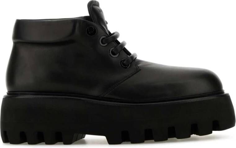 alexander mcqueen Zwarte leren veterschoenen Black Heren