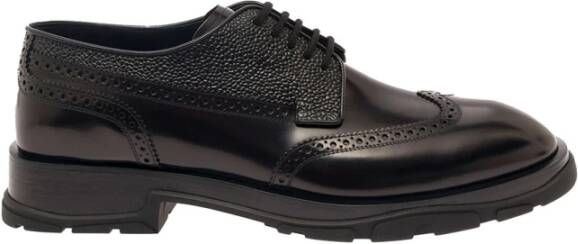 Alexander mcqueen Zwarte leren veterschoenen met brogue Black Heren