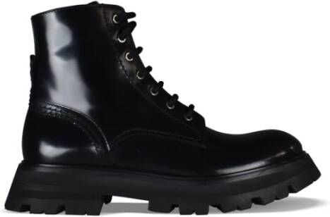 Alexander mcqueen Zwarte Leren Wander Veterschoenen Black Dames