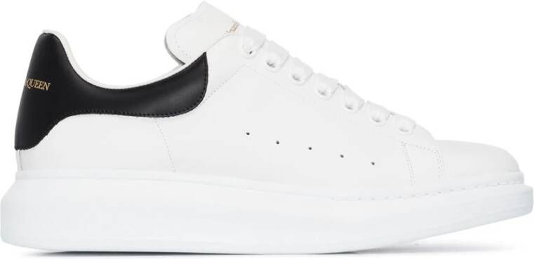 Alexander mcqueen Zwarte Oversize Leren Sneakers met Witte Hiel Black Heren