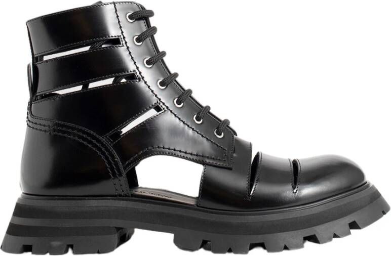 Alexander mcqueen Zwarte Leren Enkellaarzen Wander Black Dames