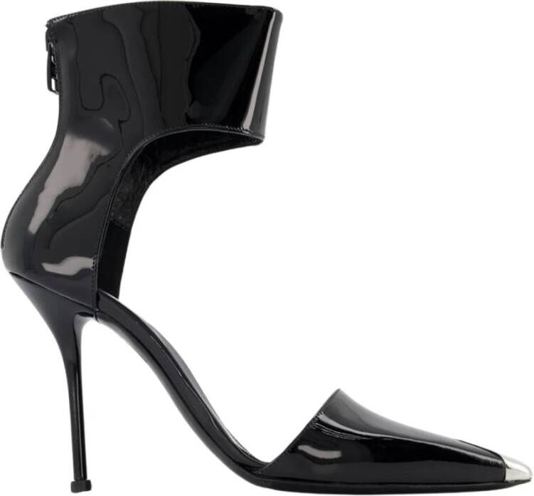 alexander mcqueen Zwarte Zilveren Leren Sandalen Black Dames