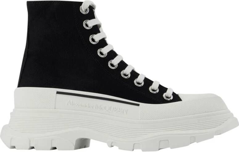 Alexander mcqueen Zwart Wit Leren Tread Sneakers Zwart Dames