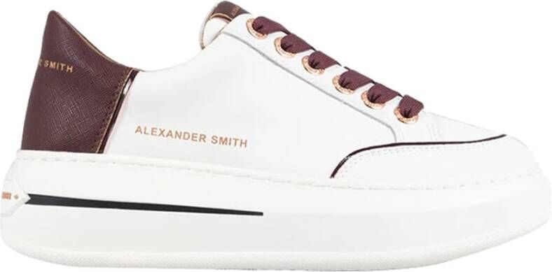 Alexander Smith Bordeaux Leren Sneakers met Plateauzool White Dames