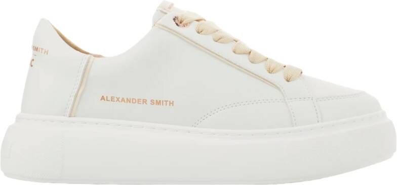 Alexander Smith Eco-Greenwich Vegan Sneakers Roomkleurige Stiksels White Dames