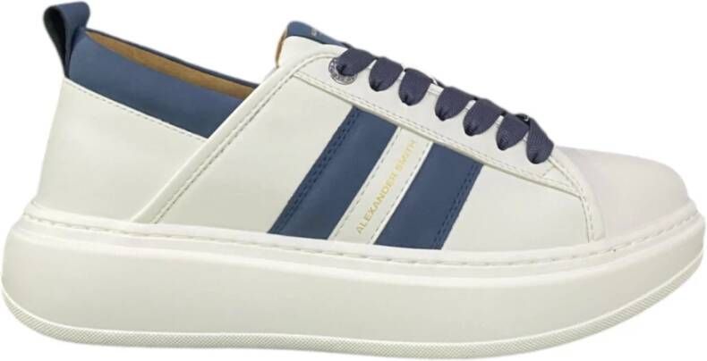 Alexander Smith Eco Wembley Leren Sneaker Wit Blauw White Heren