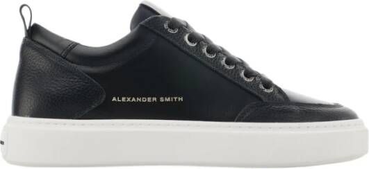 Alexander Smith Hoge rubberen zool leren sneakers Black Heren