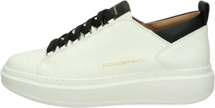 Alexander Smith Witte-blauwe leren sneakers Wembley stijl White Heren