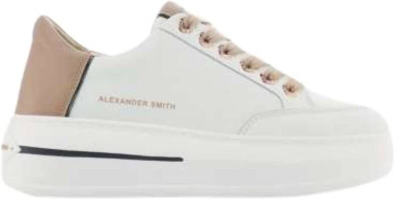 Alexander Smith Lancaster Gate Wit en Camel Leren Sneakers Wit Dames