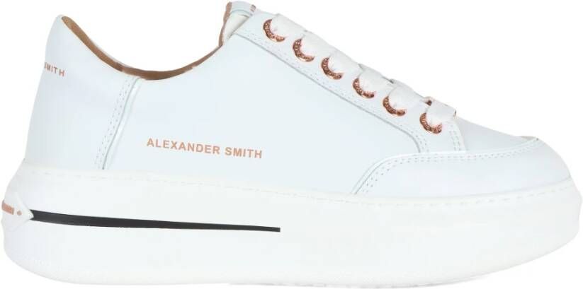 Alexander Smith Lancaster Leren Logo Sneakers White Dames