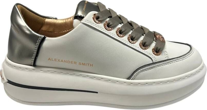 Alexander Smith Leren Sneaker met Logo Detail White Dames