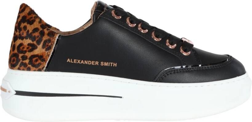 Alexander Smith Leren Sneakers met Contrast Inzetstukken Black Dames