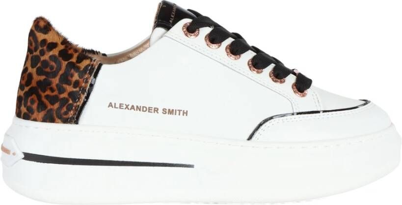 Alexander Smith Leren Sneakers met Contrast Inzetstukken White Dames