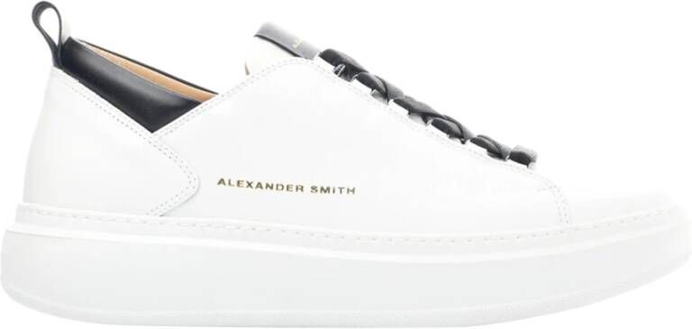 Alexander Smith Wembley Wit Zwart Leren Sneakers White Heren