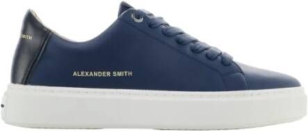 Alexander Smith Blauwe Leren Veterschoenen met Gouden Logo Blauw Heren